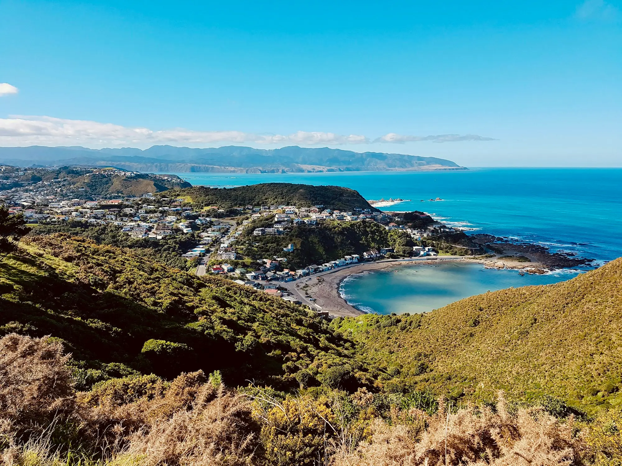 Coastal town and bay seen from a high lookout